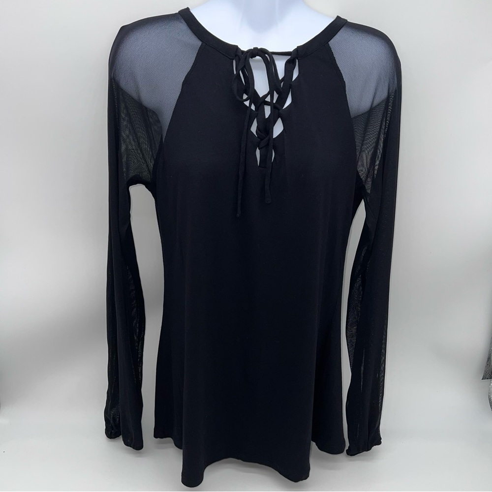 INC International Concepts Black Rayon Top